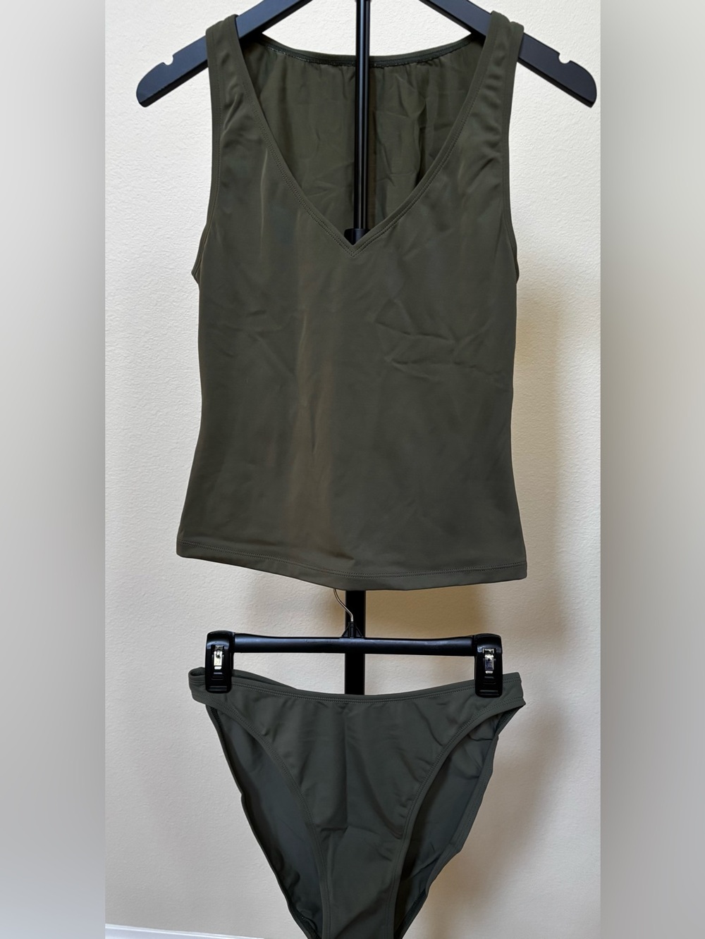 Y2K Merona Olive Green Tankini Top & bottoms with V-Neck